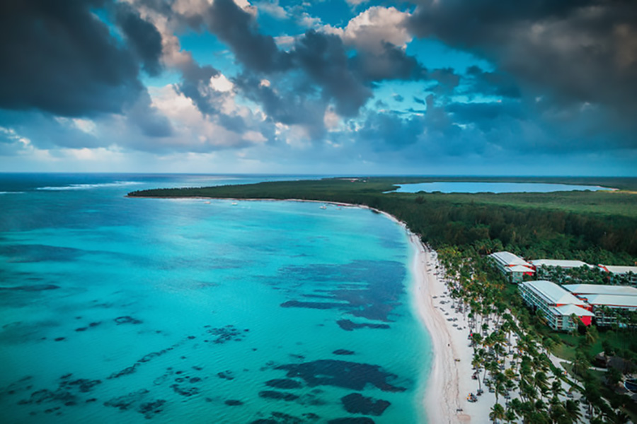 An aerial view of a beach in Punta Cana, Dominican Republic.