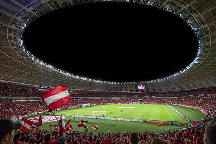 Football fans celebrate in stadium