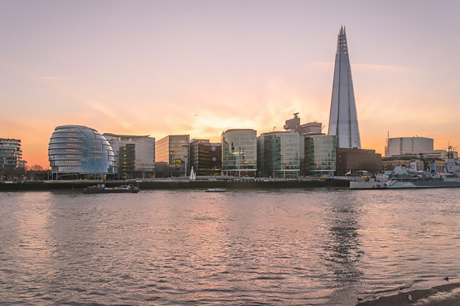 The Shard at dusk from across the River Thames