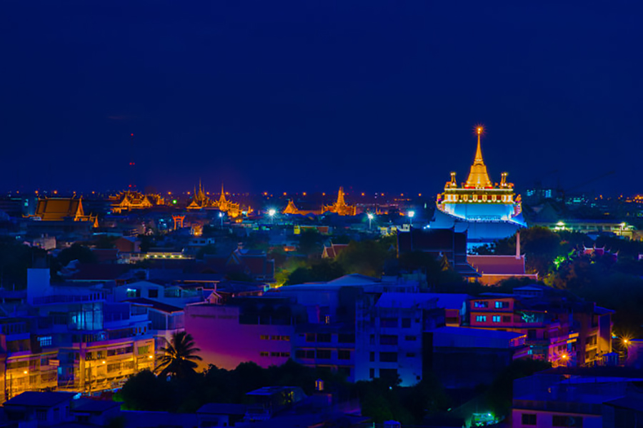 The Golden Mount (Wat Saket) looks spectacular lit up at night